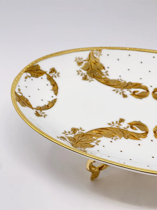 ITALIAN GOLD PORCELAIN SWEET PLATE ON FOOT